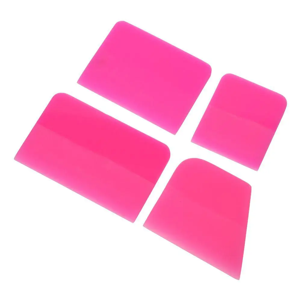 

4 шт. Ракель из ТПУ PPF, 4 размера, розово-красный, 3 в 1, скребок из мягкой резины для виниловой пленки, защитная пленка