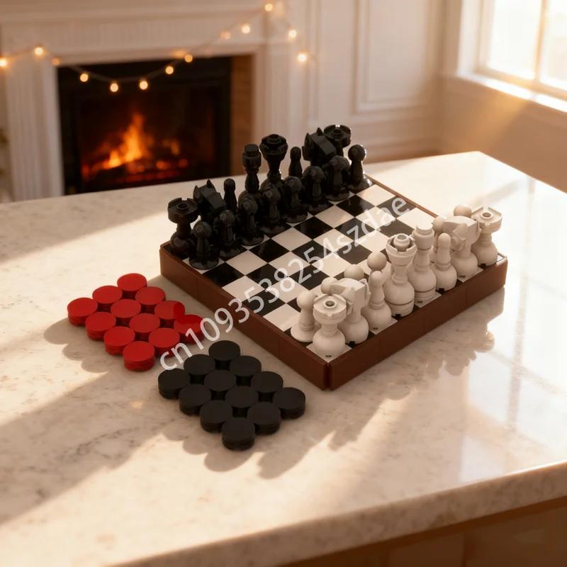 

368 шт. MOC шахматы и шашки, доска, создатель модели, строительные игрушки, блоки, архитектура, рождественские подарки, сборная идея, кирпич для детей