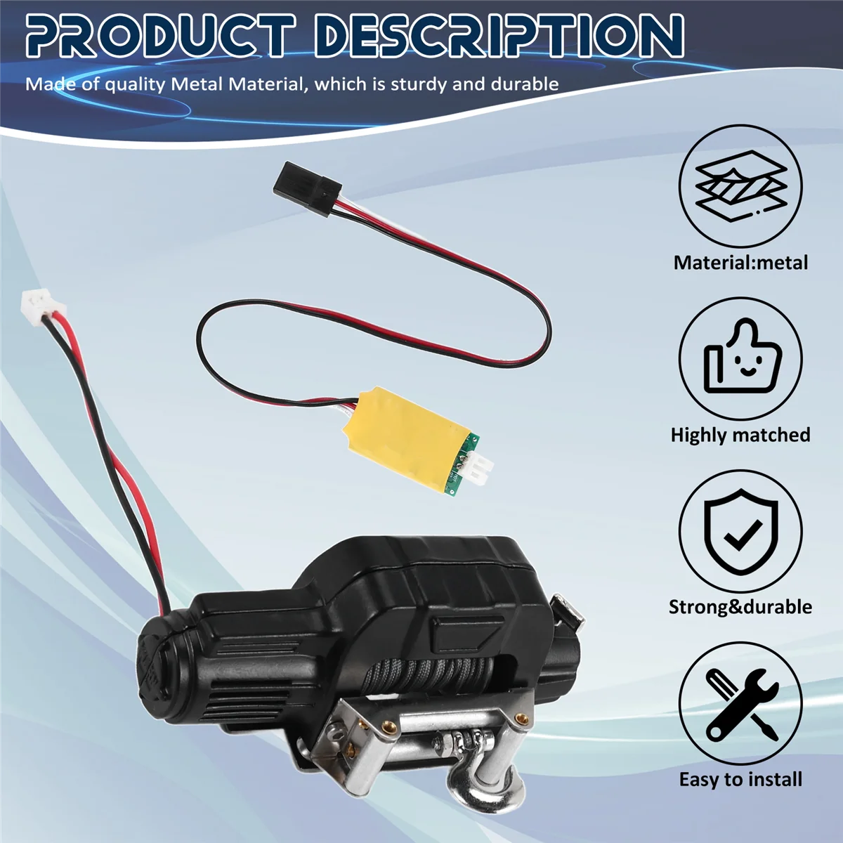 Metal Automatic Winch with 3CH Control Line for 1/10 RC Crawler Car Axial SCX10 TRAXXAS TRX4 Upgrade Parts Accessories,2