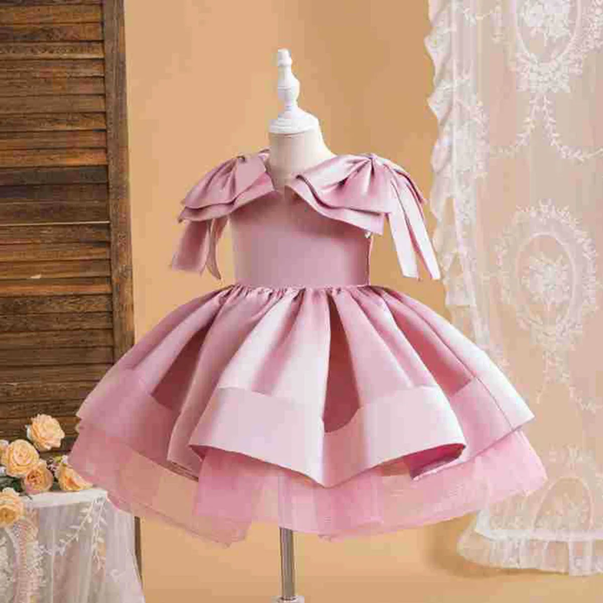 Stunning Little Girls Double Bow Birthday Party Graduation Ceremony Formal Easter Dress