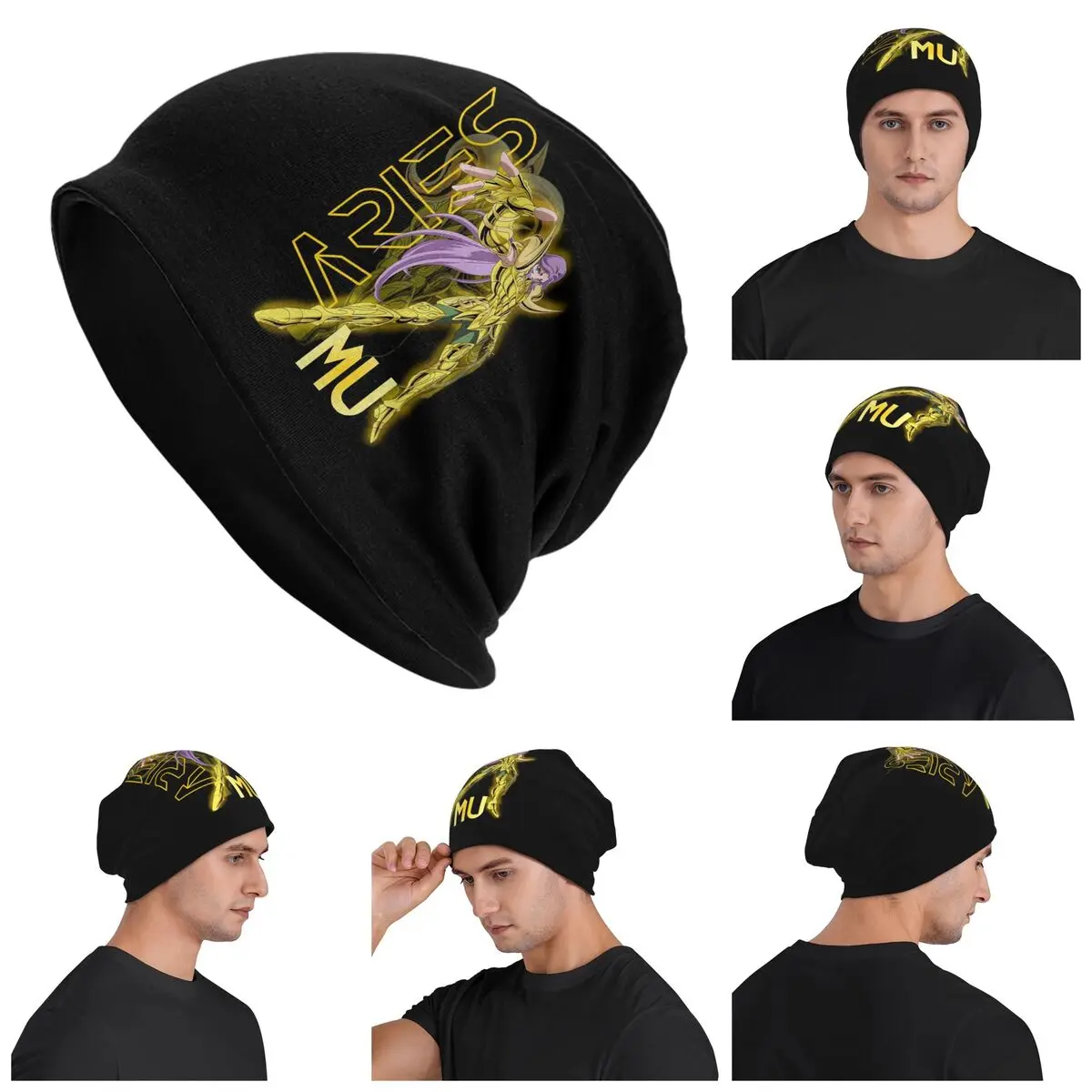

Mu Knights Of The Zodiac Warm Knitted Cap Fashion Bonnet Hat Autumn Winter Outdoor Beanies Hats for Unisex Adult