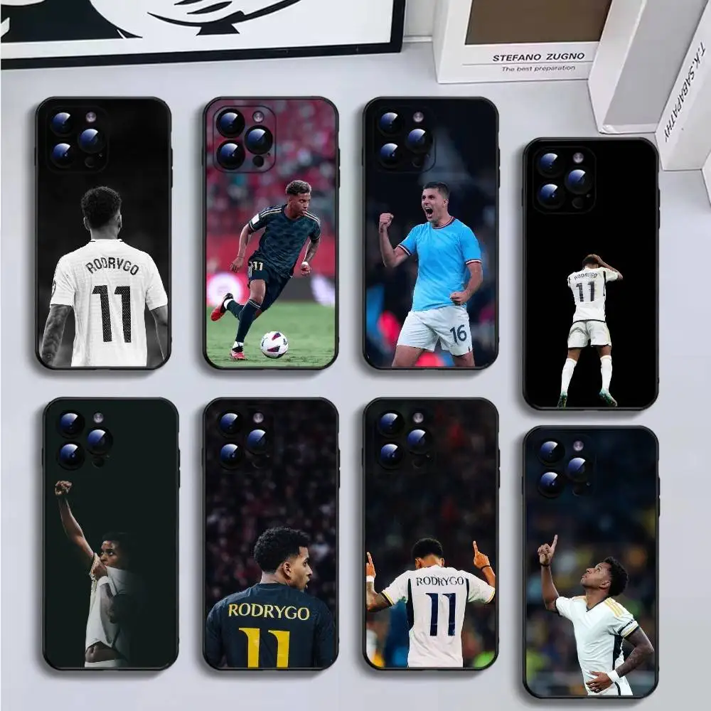 

football Rodrygo Phone Case For iPhone16,15,14,13,12,11 Plus,Pro Max,XS,X,XR,SE,Mini,8,7,Soft Black Cover