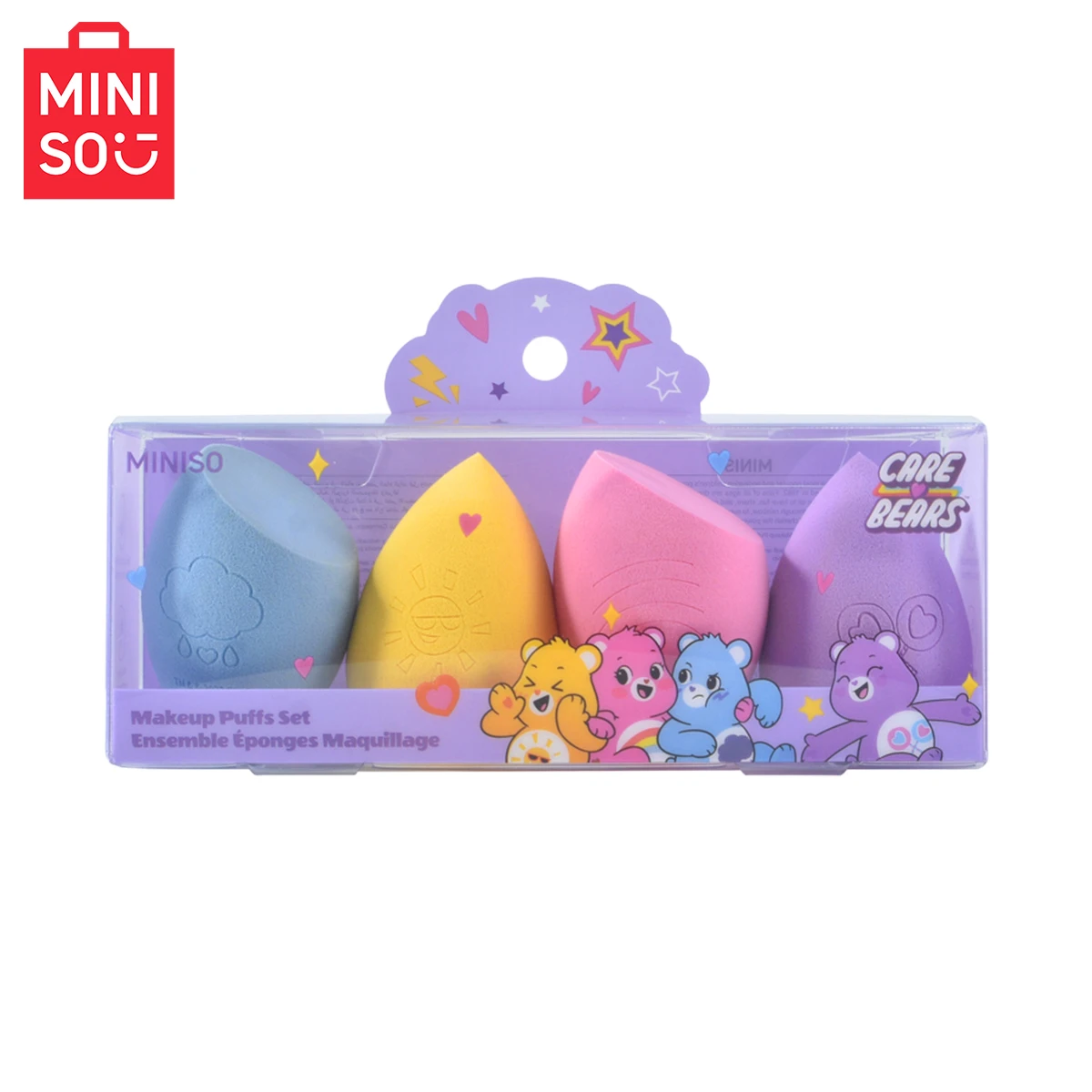 MINISO ラブベアシリーズ メイクアップパウダーパフセット、ウェット＆ドライ両用メイクアップエッグ、耐久性があり塗りやすい