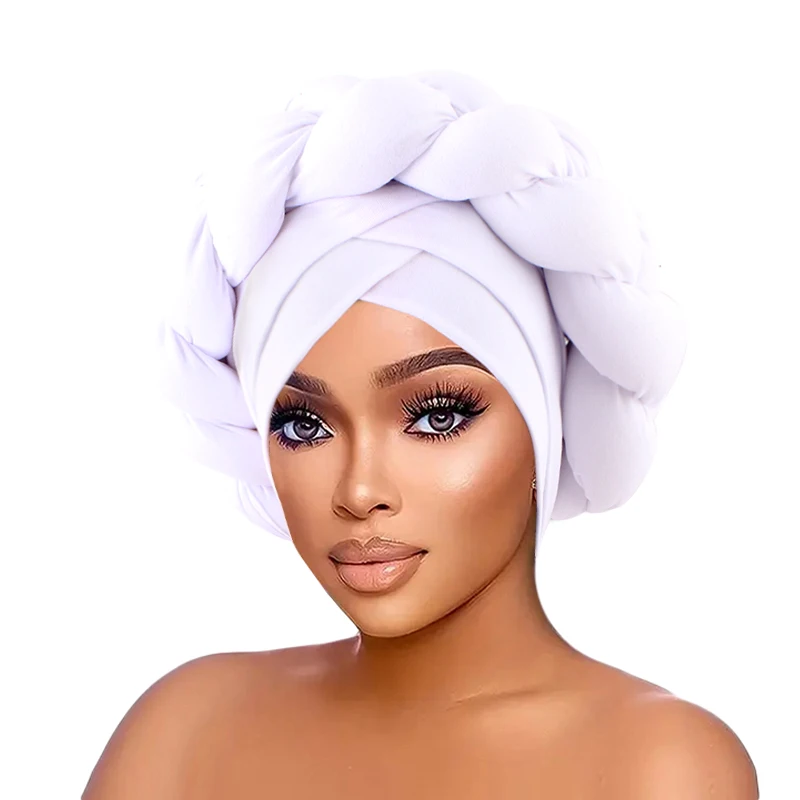 New Women Already Made Auto Gele Turban Cap Wedding Party Headwear Hats Bonnets Headband Hat Pleated Aso Oke Inner Hijab Cap