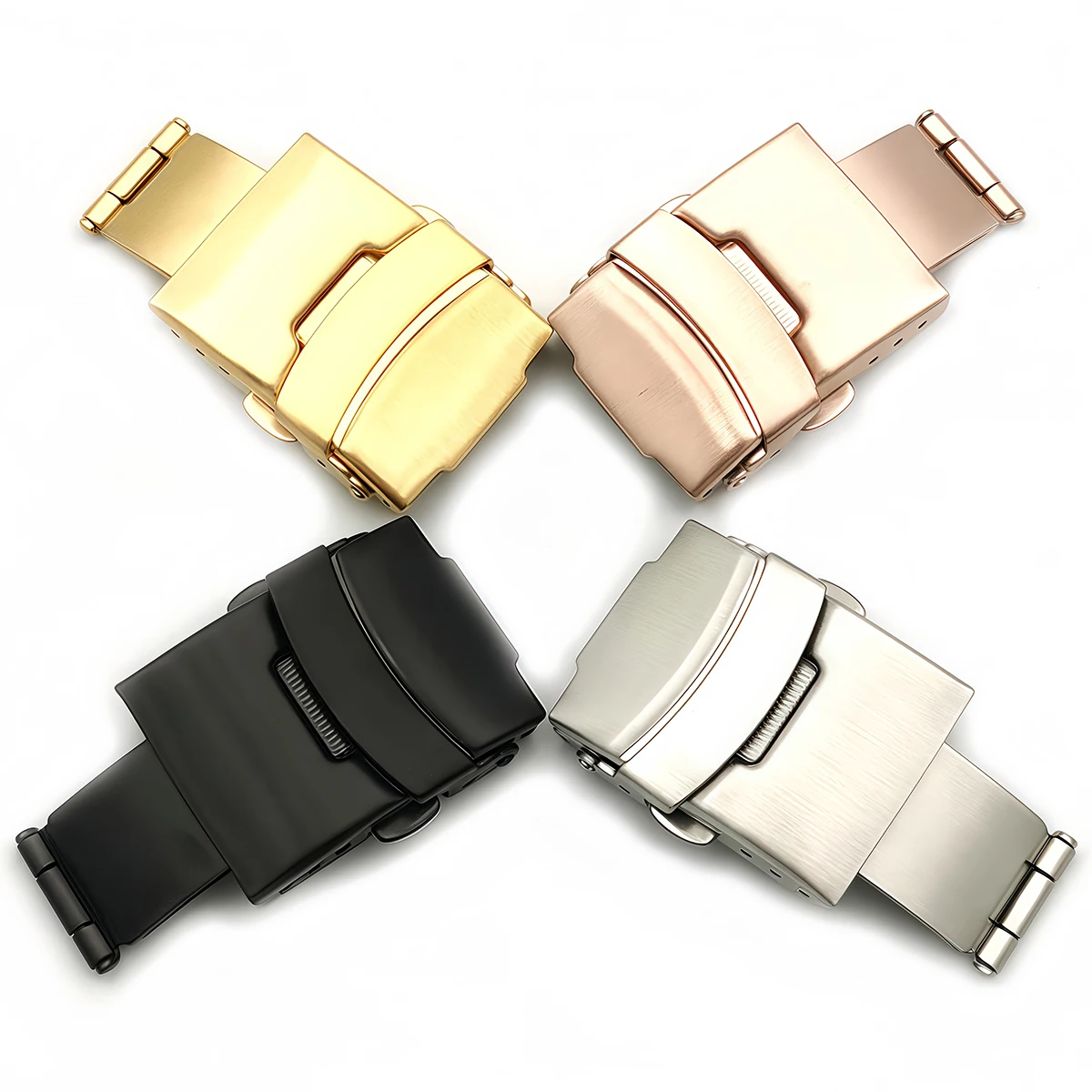Edelstahl-Uhrenarmband-Verschluss Klappverschluss Doppel-Druckknopf 12/14/16/18/20/22/24mm Uhrenarmband-Ersatzzubehör – Detail 4