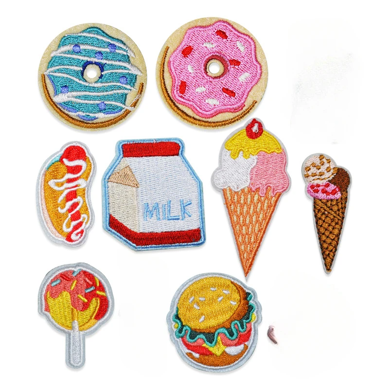 

100pcs/Lot Luxury Embroidery Patch Letter Hot Dog Lollipop Drink Bottle Clothing Decoration Craft Craft Diy Applique