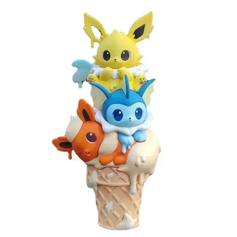 Hot Sale15cm Pokemon Series Ice Cream Figurine Model Ornaments Cute Eevee Psyduck Di Gui Bulbasaur