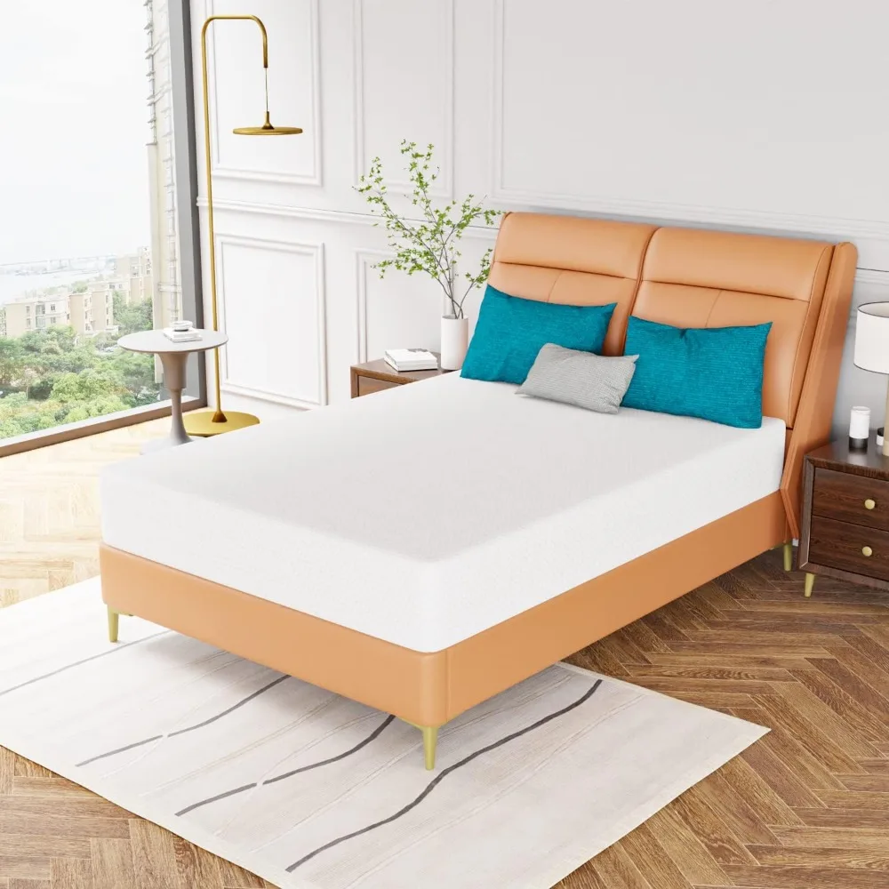 

10-дюймовый матрас, матрас из пены с эффектом памяти с зеленым чаем, сертифицированный из США, съемный мягкий чехол, без стекловолокна, полностью матрасы для