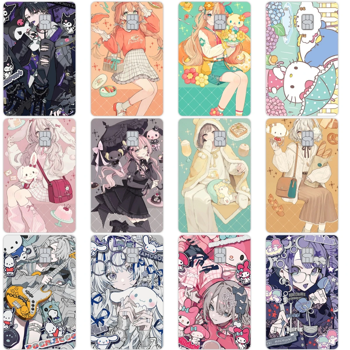 

Y2k Kuromi My Melody Little Twin Star Cartoon Diy Credit Debit Card Stickers Anime Fashion Women Accessories Film Skin Decal Toy