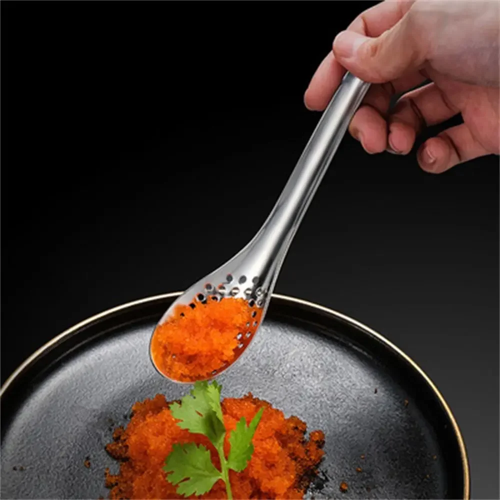 1Pc Caviar Spoon Hot Pot Spoon Filter Spoon with Long Handle Vintage Shovel Set Small Tea Spoons 56 Holes Kitchen Tools