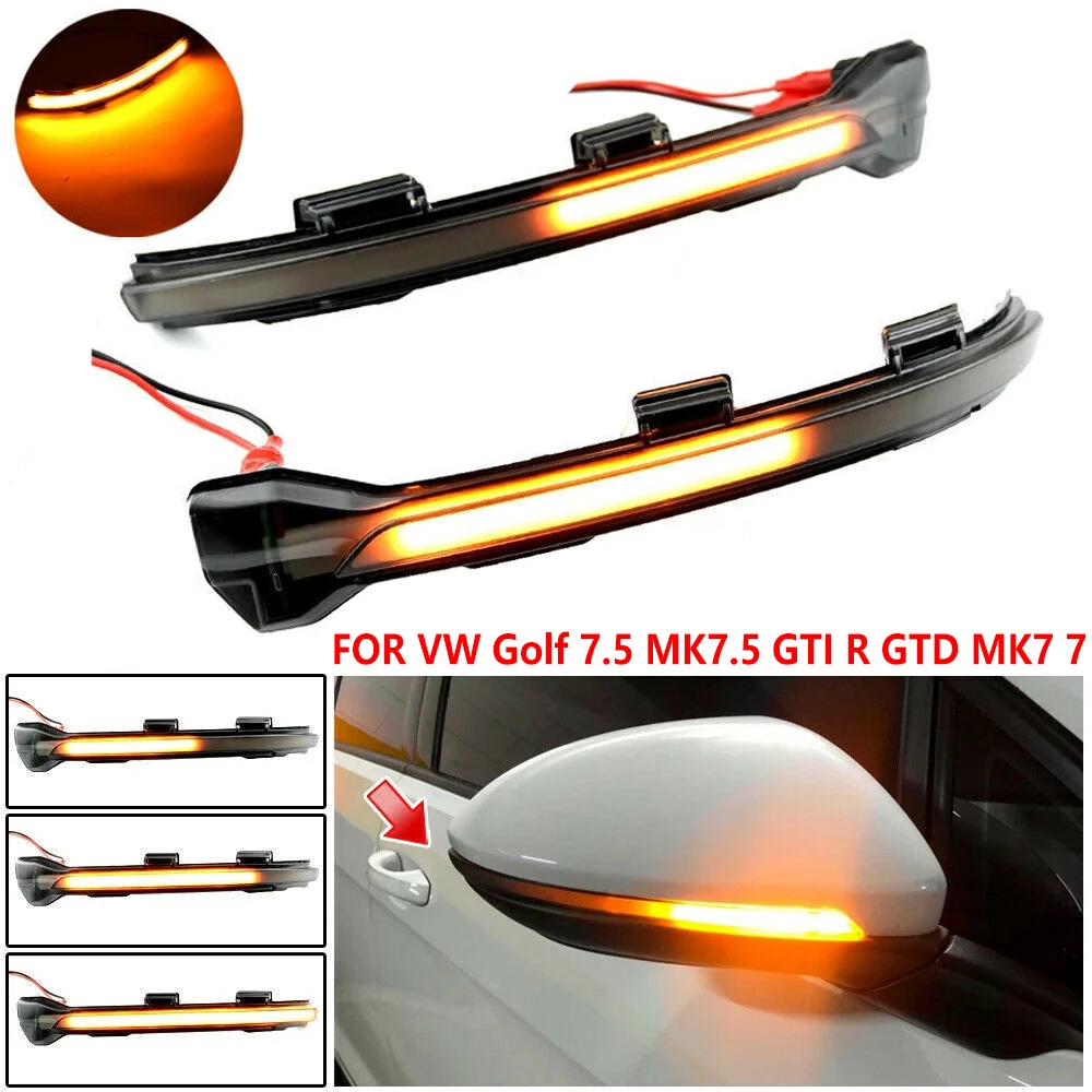 

2PCS Rear Mirror Dynamic Turn Signal Light for VW Golf 7.5 MK7.5 GTI R GTD RLINE MK7 7 for Touran Side Mirror Sequential Blinker