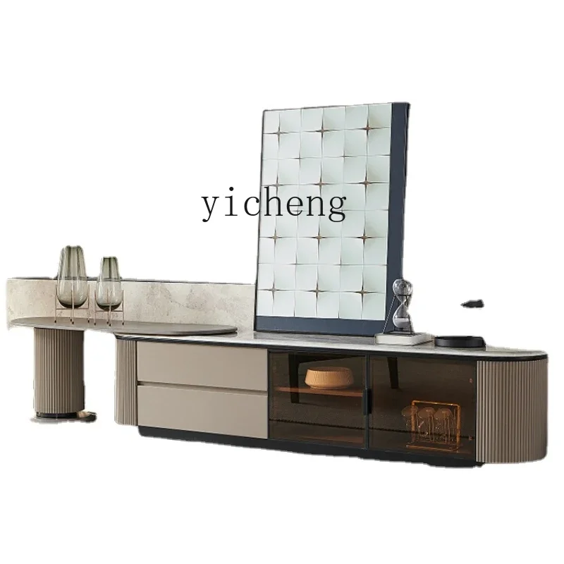 

XL Retractable Floor Solid Wood TV Cabinet Tea Table Combination Kung Fu Tea Table