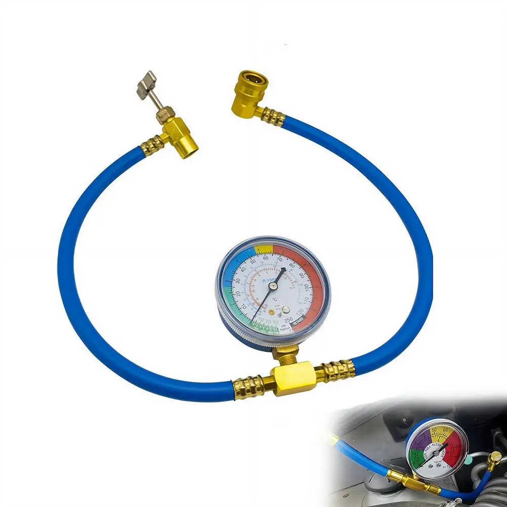R134A Nachfüll-Messleitung mit Manometer, Kältemittel-Fülladapter, Klimaanlagen-Zubehör für Autos – Detail 2