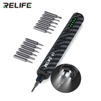 RELIFE E1 Carbon Fiber Electric Screwdriver Set 5-speed Speed Forward/reverse Rotation with LED Light for Mobile Phone Repair