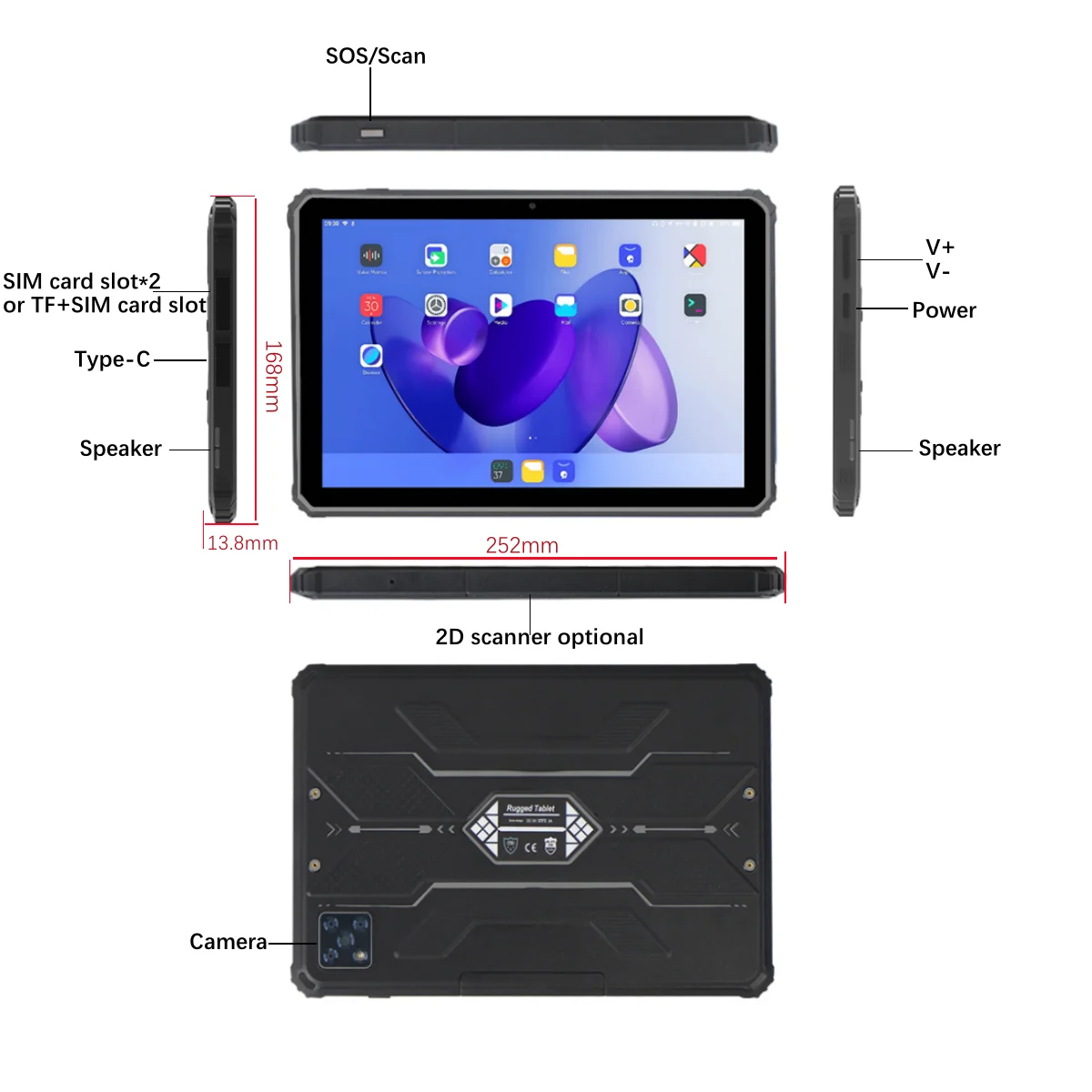 Tablet PC Android 11 barato Octa Core 6GB + 128GB opcional MTK MT6765 CPU 10 polegadas NFC Android Tablet PC com bateria de 10000mAh