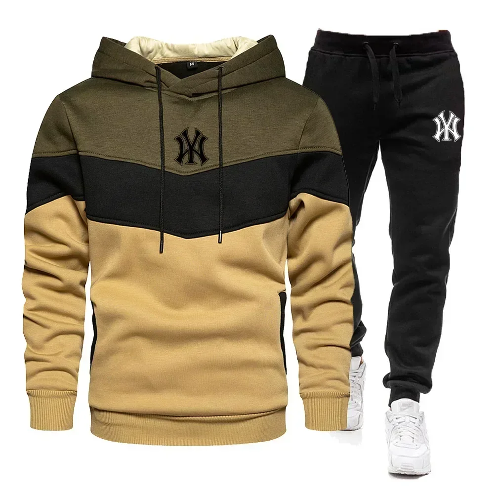 New Men's Simplicity Sets Spring Autumn Zipper Hoodie and Pants 2 Pieces Casual Tracksuit Male Brand Running Jogging Sportswear