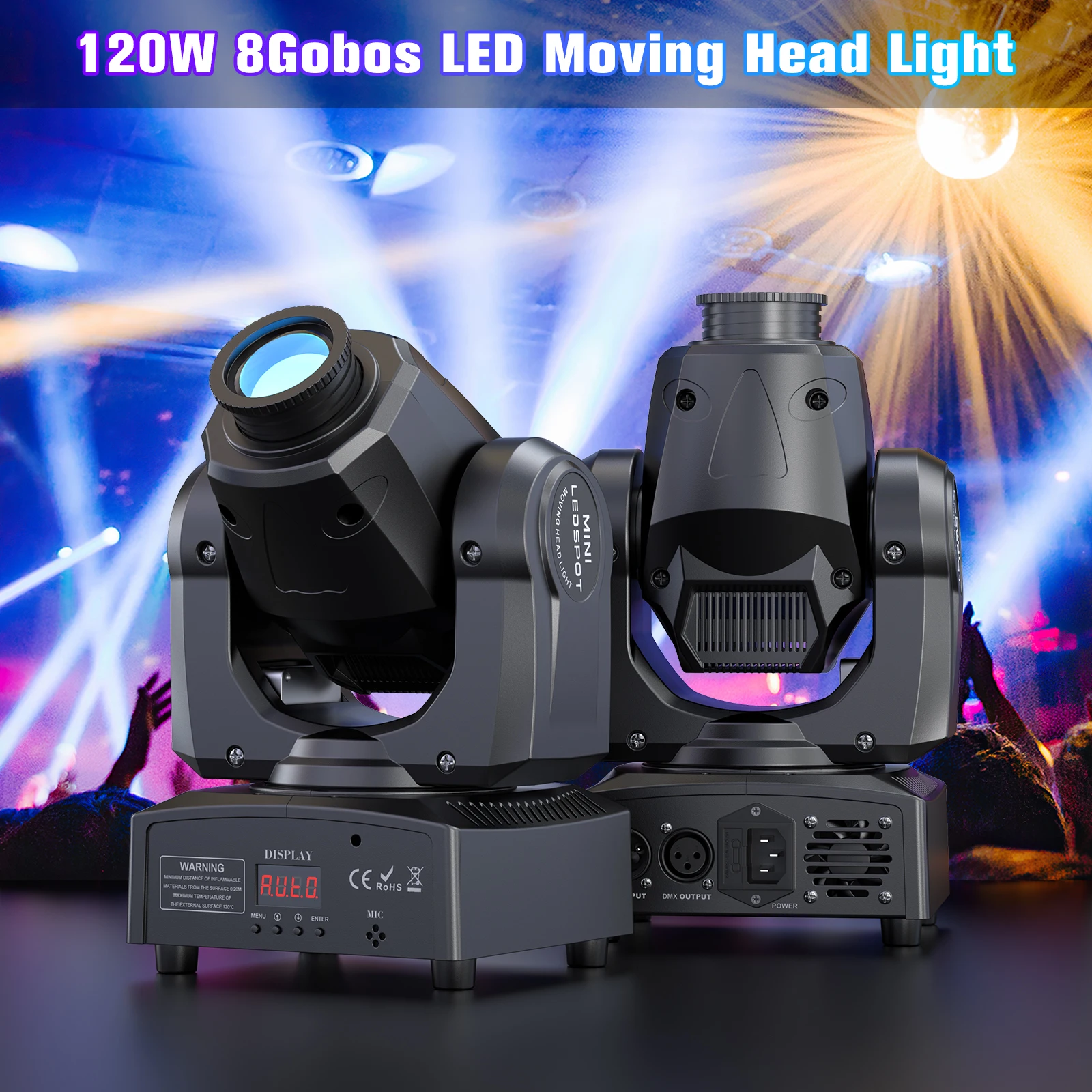 U'King 120 واط LED تتحرك رئيس ضوء بقعة صغيرة Gobos ضوء المرحلة التحكم عن بعد DMX512 أنماط شعاع تأثير الضوء ل DJ الزفاف