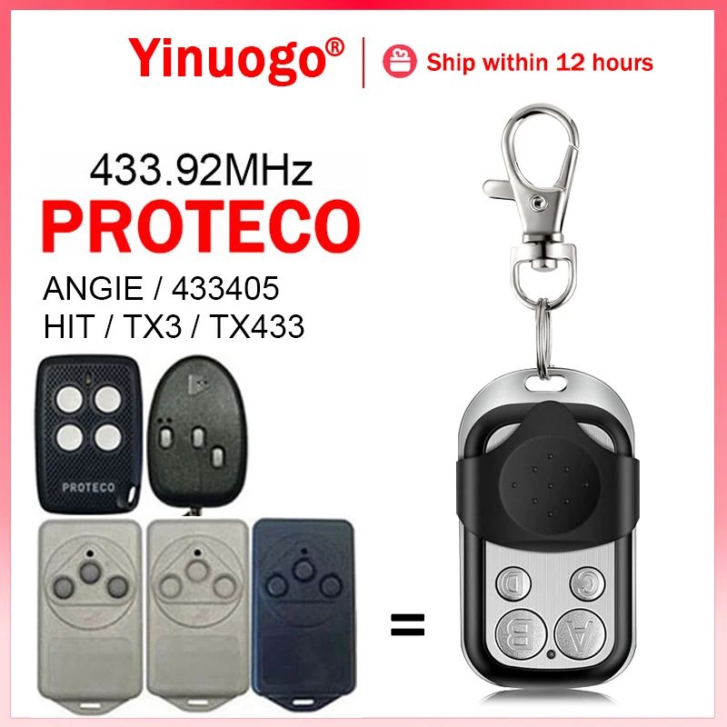 100% Clone PROTECO TX3 HIT TX433 ANGIE 433405 Garage Door Remote Control 433.92MHz Fixed Code Hand Transmitter