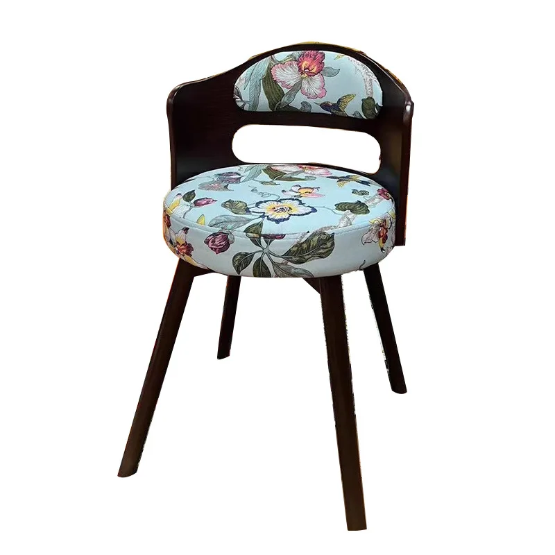 Premium makeup chair master bedroom dresser chair bedroom rotating American retro dressing stool solid wood manicure stool