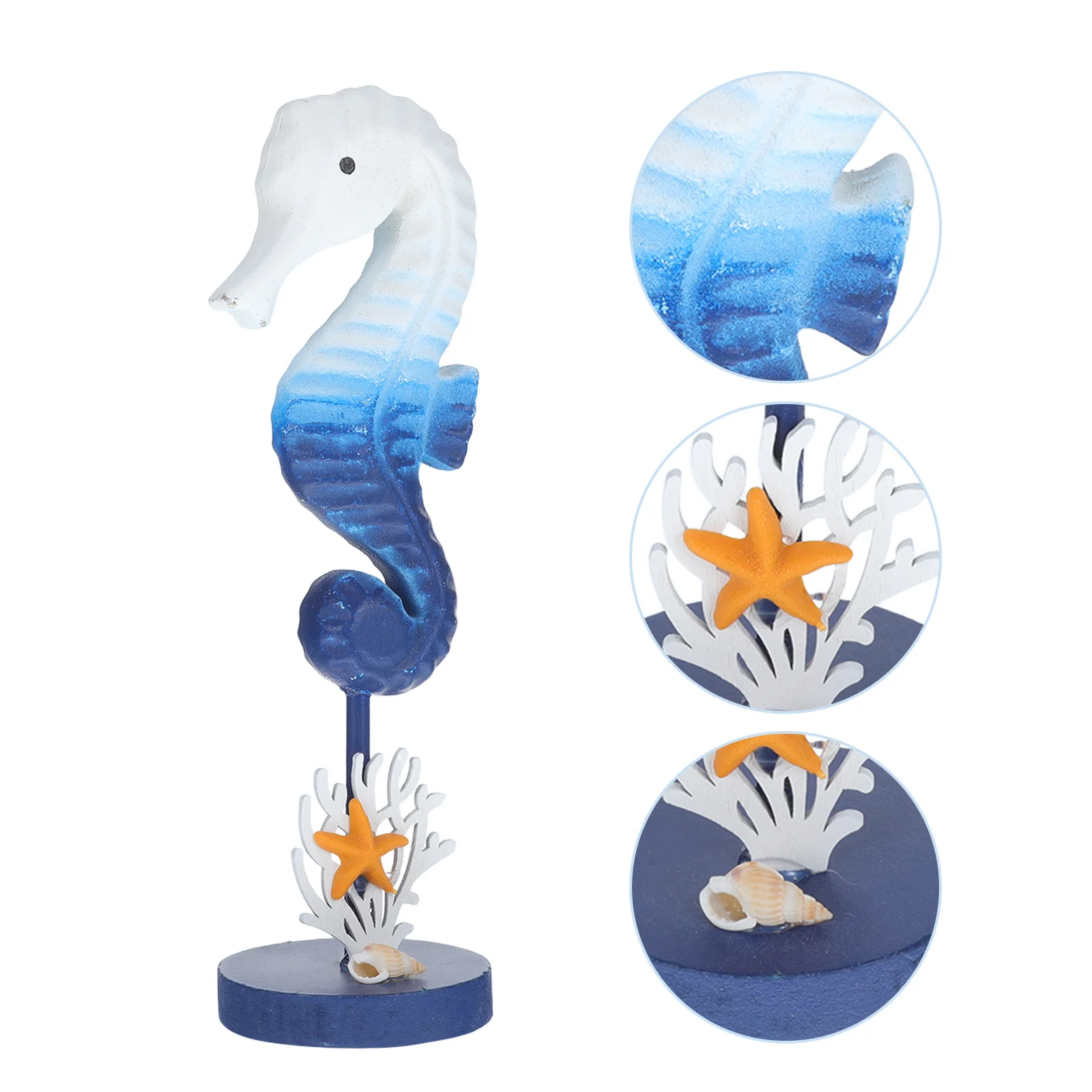 

Nautical Home Decor: Ocean Animal Wood Sculpture with Lifelike Seahorse Coral Design for Beach House Interior Seaside Ambiance