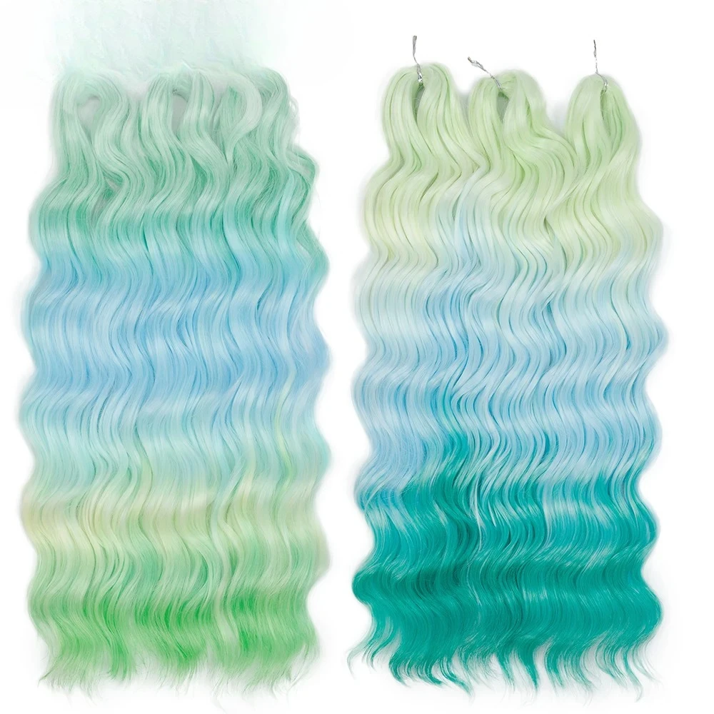 

3Pcs 24Inches Body Wave Crochet Rainbow 300g Colored Braids Pink Ombre Blond 613 Hair Extension Water White Sliver