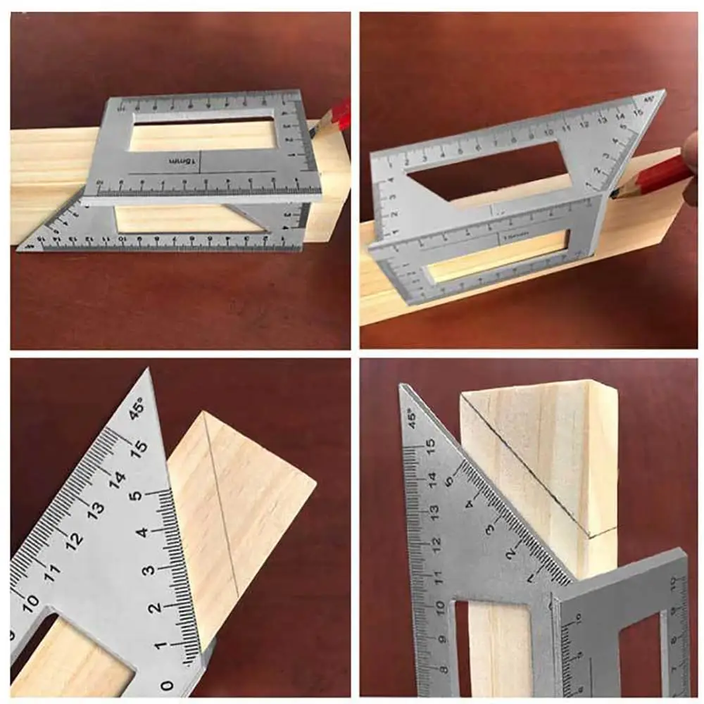 Metal Ruler Tool Ruler Multifunctional Square 45/90 Degree Gauge Angle Ruler Measuring Woodworking Tool Angle Measuring Ruler