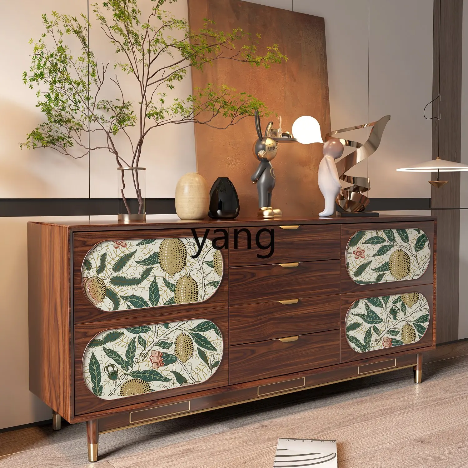 LH retro solid wood living room partition dining room is opposite the door porch storage household light luxury side cabinet