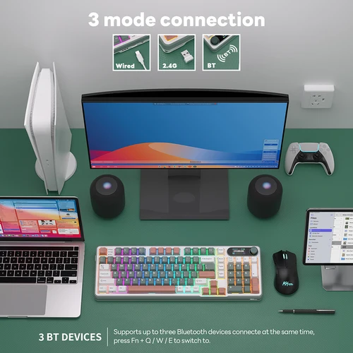 Imagen 2 del producto RK S98 ROYAL KLUDGE teclado mecánico de montaje superior perilla de pantalla TFT 96% RGB retroiluminado teclado inalámbrico para juegos multimodo teclas PBT