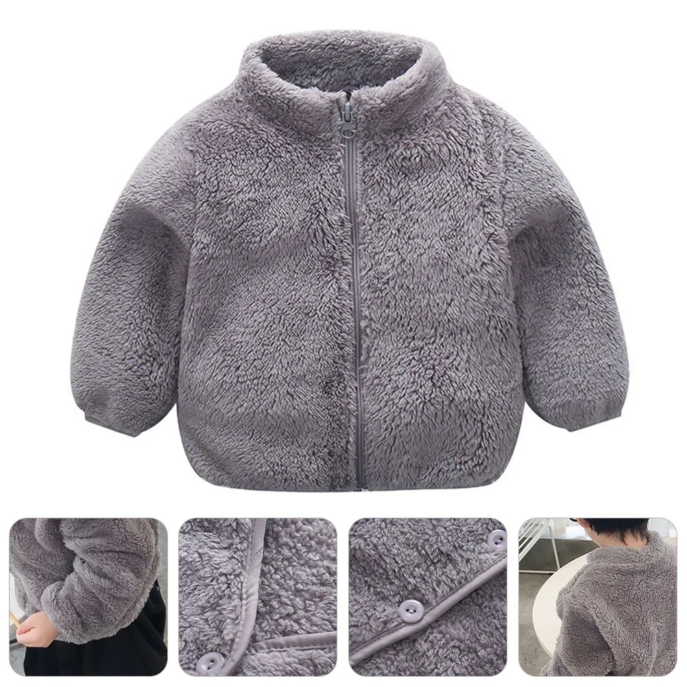 1Pcs Children Girl Coat Warm Winter Outerwear Thickened Wool Blend Material Stand Collar Design Easy Zipper for Ages 2-8
