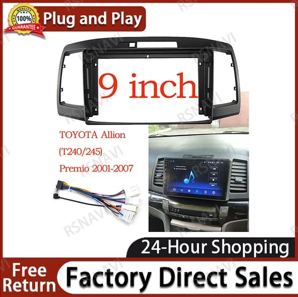 9 inch Car DVD Frame Audio Dash Trim Kits Facia Panel Radio Player screen for Android Toyota PREMIO ALLION 2001-2009  kit