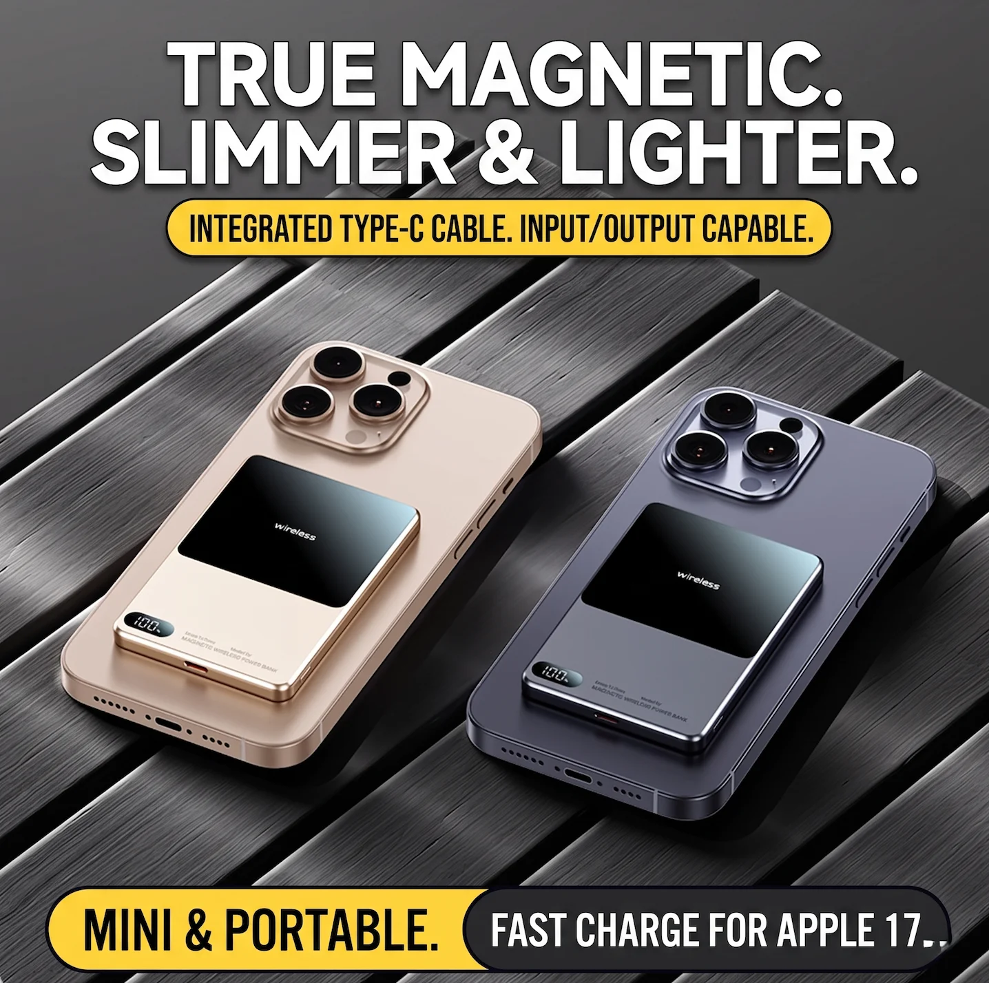 Alloy Power Bank For MagSafe Wireless Fast Charging Portable Travel Auxiliary Battery Powerbank For iPhone 18 17 16 15 PRO