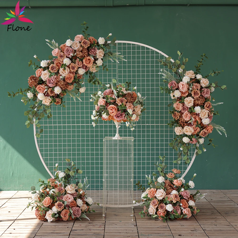 

Brown Centerpieces Table Artificial Flowers Arrangement Wedding Event Home Living Room Decoration Floral Rows DIY Decor FL2728