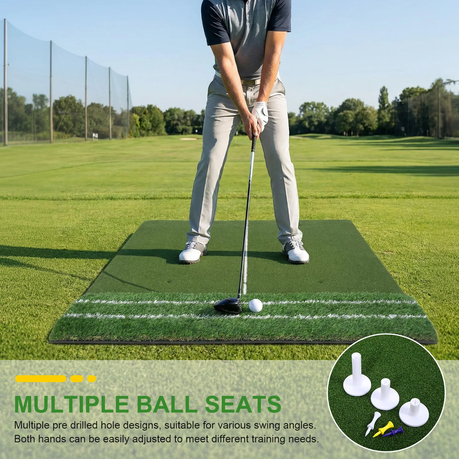 

Тренажерный коврик для гольфа: для отработки ударов, с искусственной травой 11 мм и 40 мм, 1.2x1.5 м, для начинающих и опытных игроков