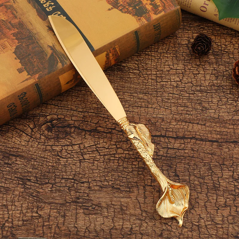 European retro-style zinc alloy exquisite morning glory handle Western tableware home cake pizza knife shovel combination