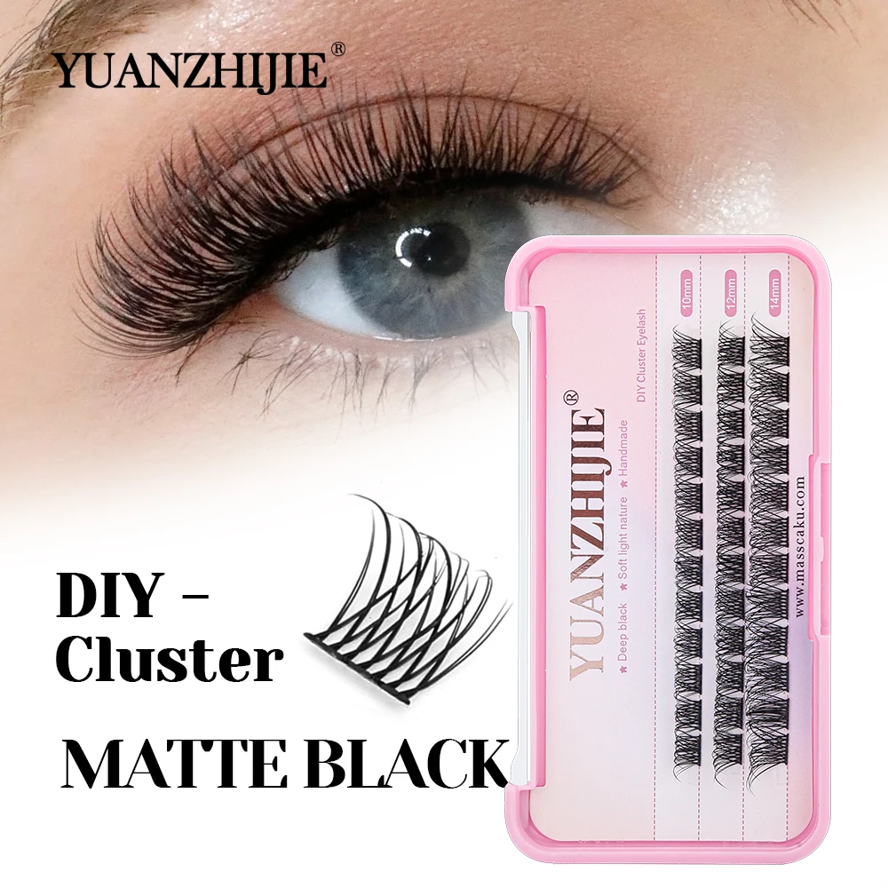 

YUANZHIJIE Hot Selling 0.07mm Thickness Natural DIY Segmented Hybrid Eyelashes Long-lasting Handmade Clusters Eyelash in Stock