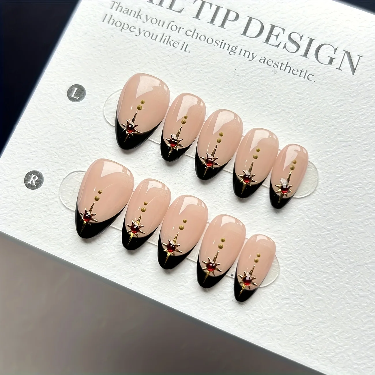 10 قطع من الأظافر المزيفة المصنوعة يدويًا بتصميم فرنسي جديد فاخر وخفيف الوزن، فن أظافر مصنوع يدويًا من الماس الأحمر الفاخر #2