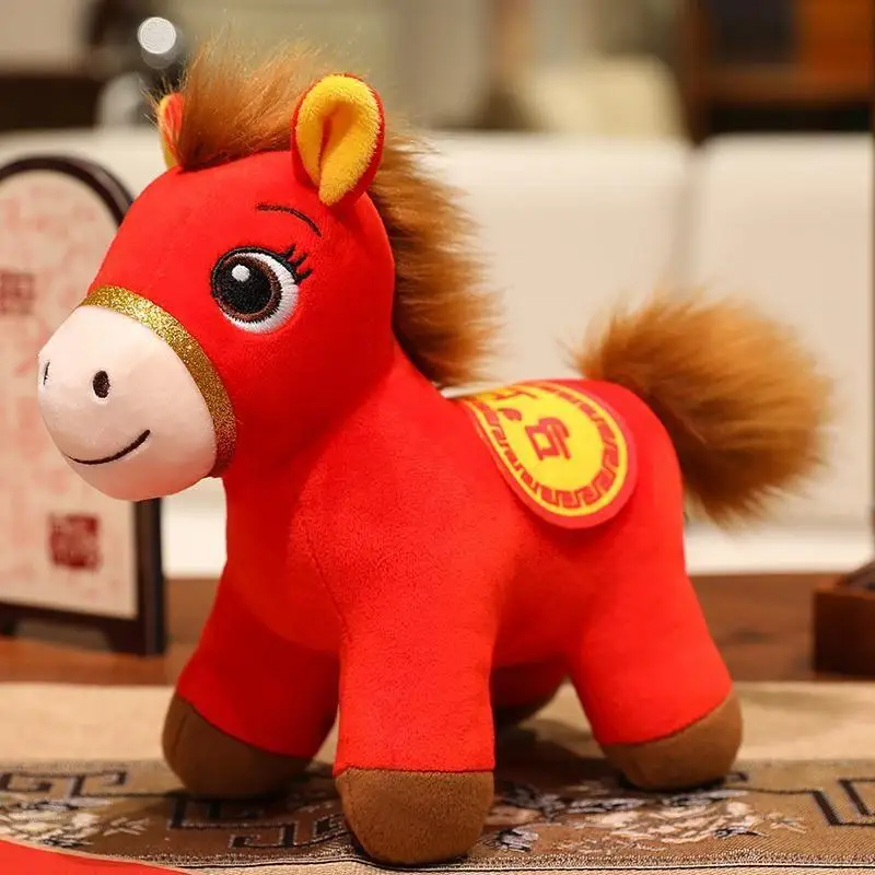 1 pz capodanno mascotte cavallo giocattoli di peluche 15/20/30 cm rosso fortunato cavallo peluche pony bambola decorazione festival regalo regalo per bambini