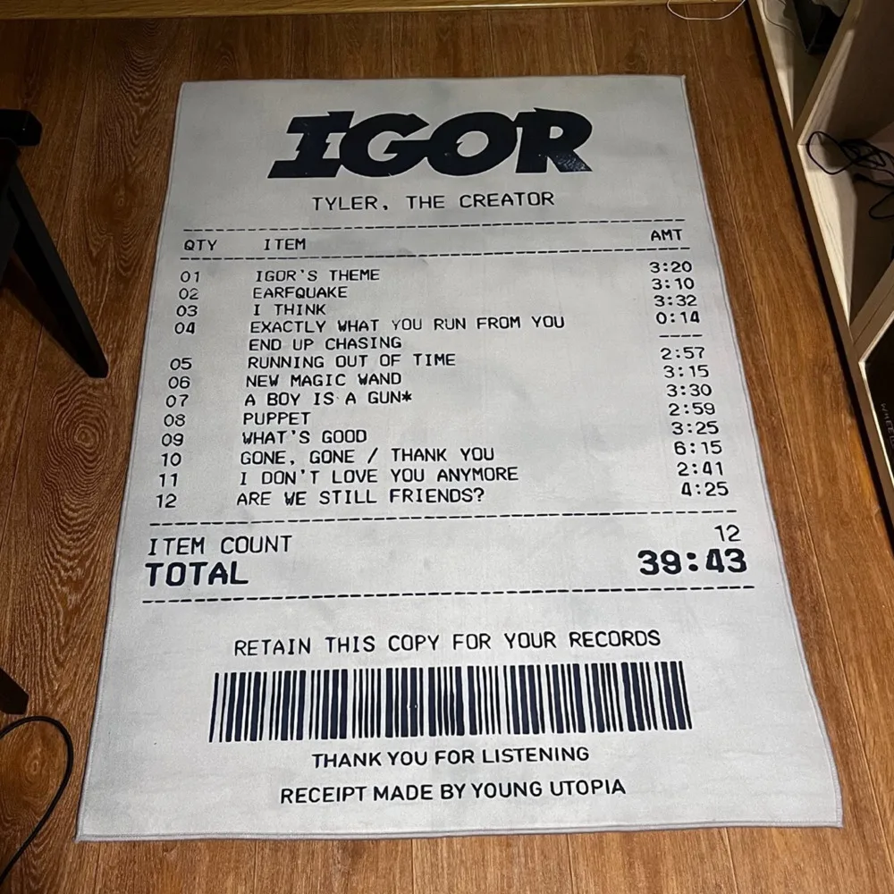 Tapis de sol antidérapant en velours cristal, Style reçu d'album de musique, tapis esthétique créatif pour salon, chambre à coucher, décoration de maison