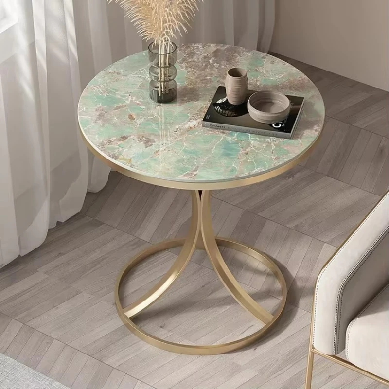 

Modern household round simple corner table lightweight luxury sofa side table living room balcony rock plate coffee table