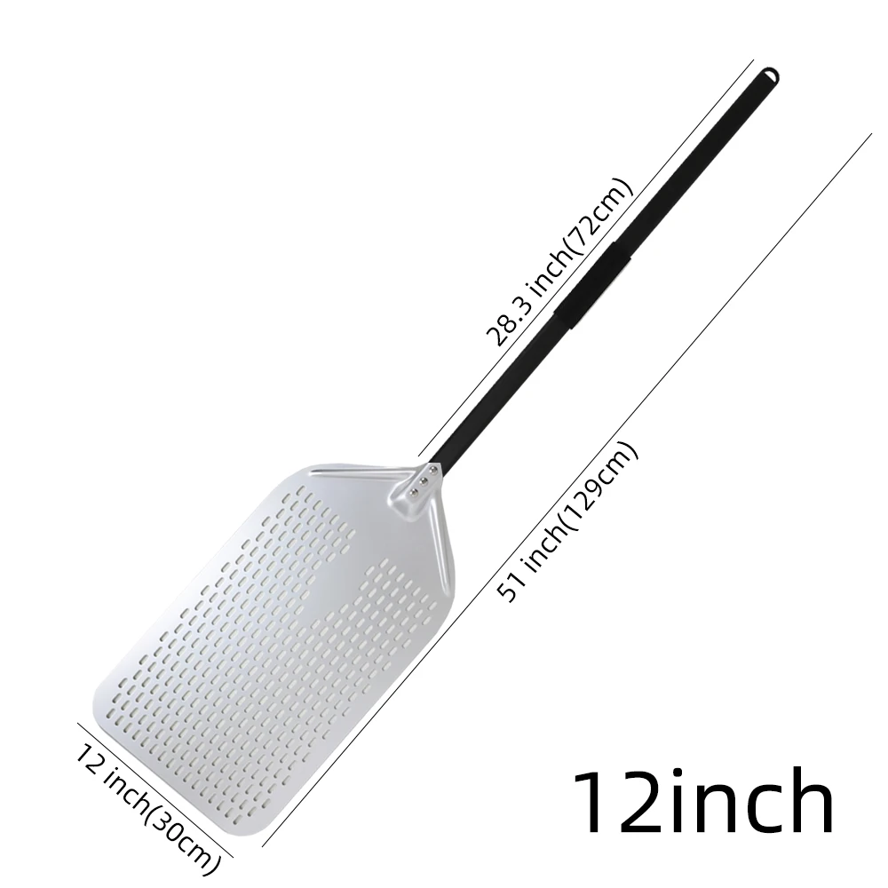 HEXINGYUAN 12 14 16 Zoll großes perforiertes Pizza-Schaufelpaddel mit kurzem/langem Griff zum Drehen von Ofen, Küchenutensilien, Pizza-Backwerkzeuge 10