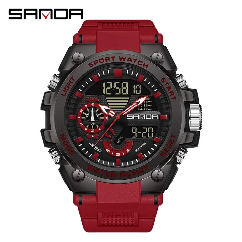 Sanda Herren-Armbanduhr, digital, modisch, wasserdicht, Outdoor-Sport, multifunktional, elektronisch, SD3302-12 5