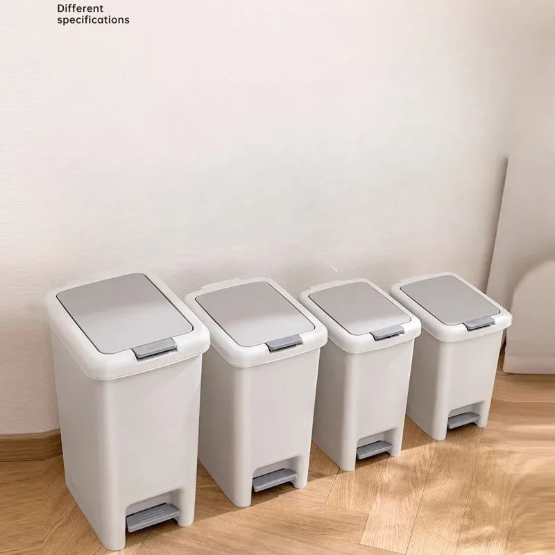 Trash Can Foot Pedal 10L Step-On Garbage Bin Kitchen Waste Bin Plastic Can White Garbage Can Kitchen Trash Bin