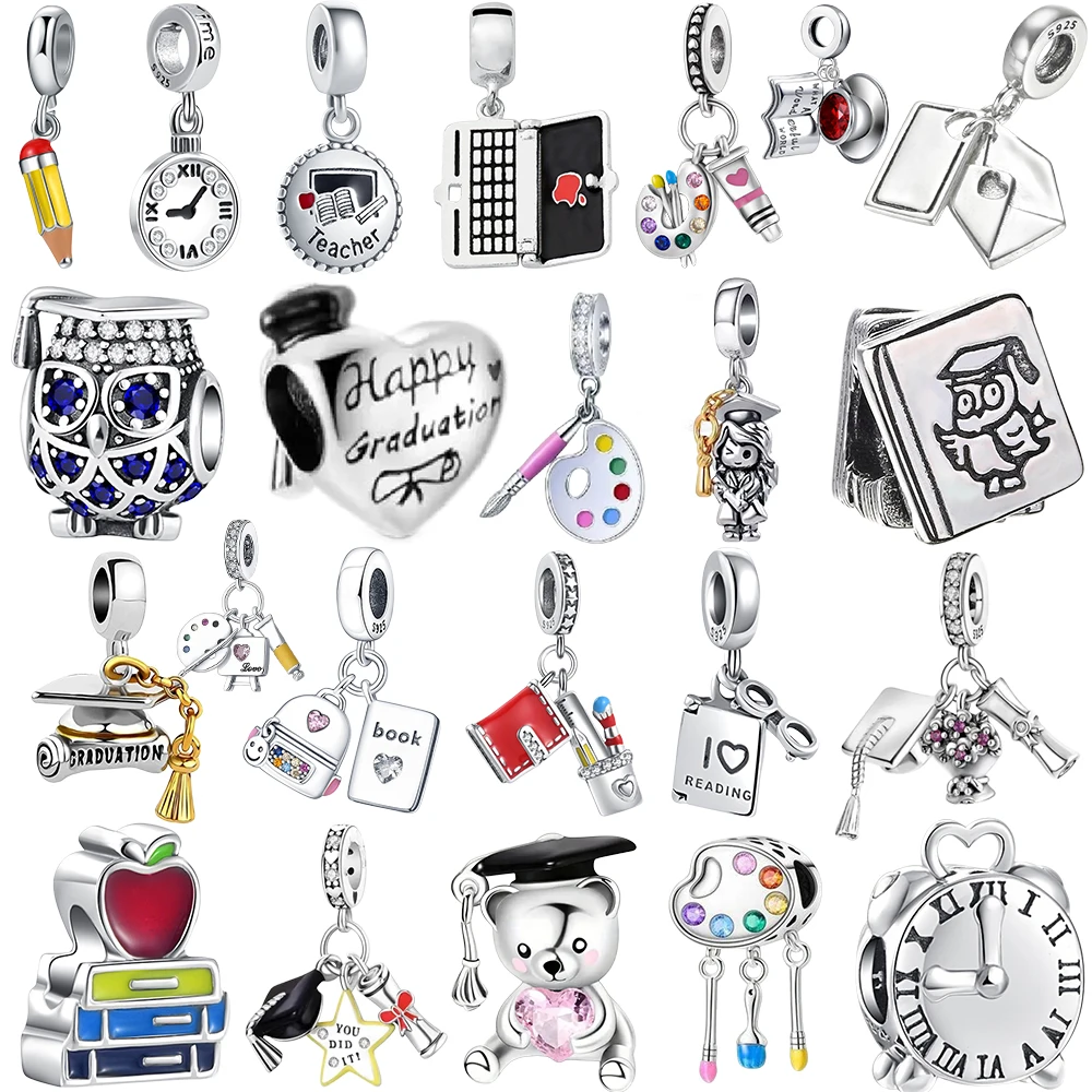 Nouveauté 2026 : Pendentif en argent S925 « Étude et enseignement » pour bracelet original, accessoires de bricolage, breloque, bijoux