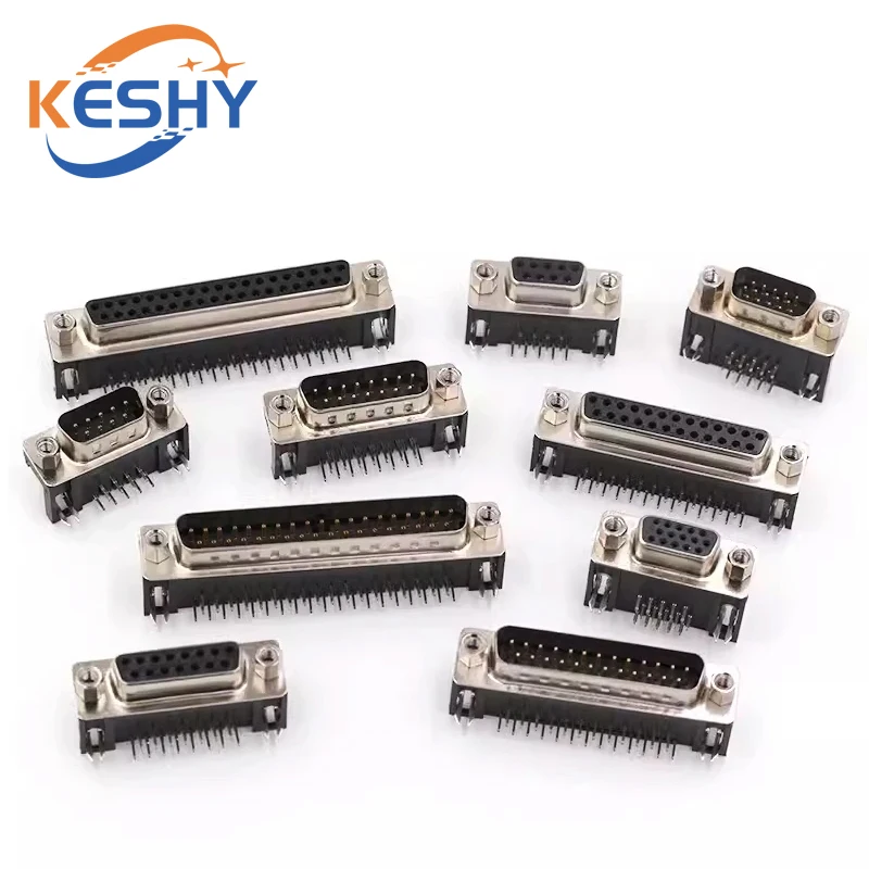 5Pcs DR9 DR15 DR25 DR37 Hole/Pin Female/Male right angle Welded d-sub Connector RS232 serial port adapter DB9 9/15/25/37 pin