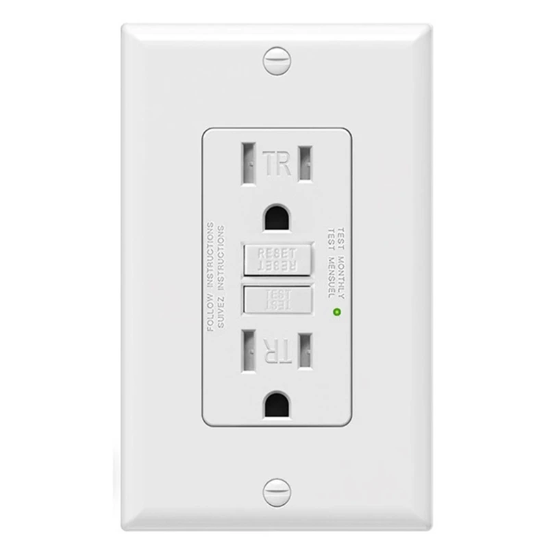 BEAU-GFCI Outlet 15 Amp, Self-Test GFI Electrical Outlet, Tamper Resistant GFCI Receptacle With Wall Plate