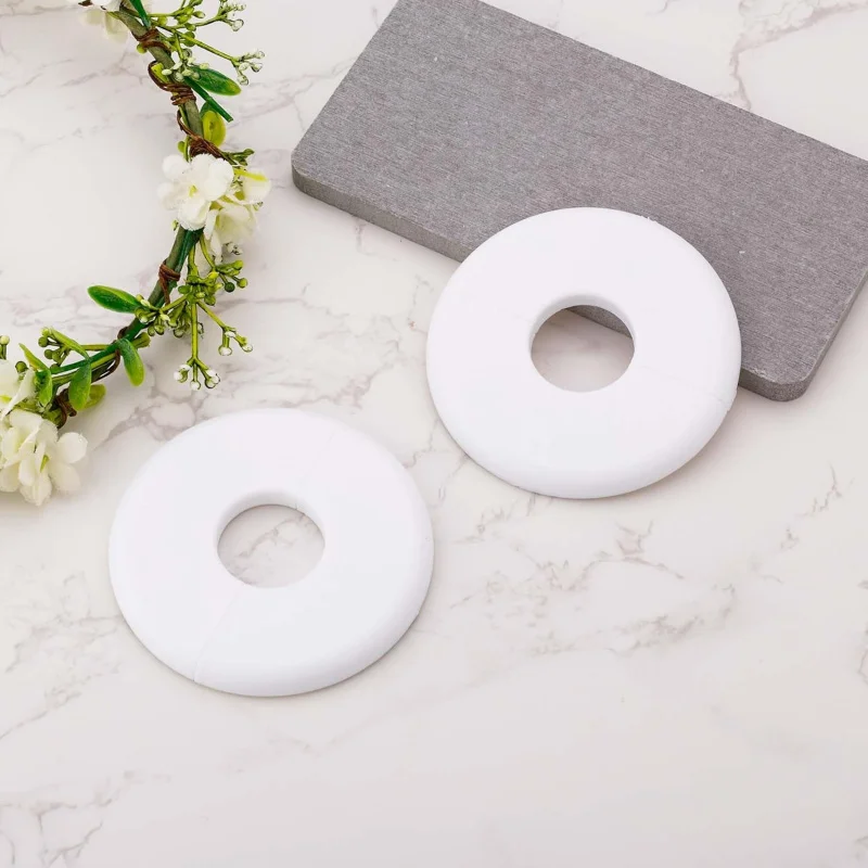 2 Stück runder Wand-Split-Flansch, 29 mm Design, Sanitär-Abdeckplatten, selbstklebende Wasserhahn-Raschplatte, ABS-Rohrflansch-Abdeckung