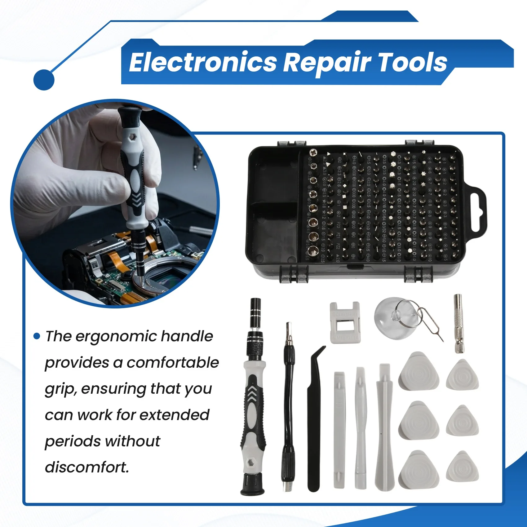 AC88 115-in-1 Precision Screwdriver Set for Electronics PC Laptop Phone Repair Professional Tool Kit with Ergonomic Handle