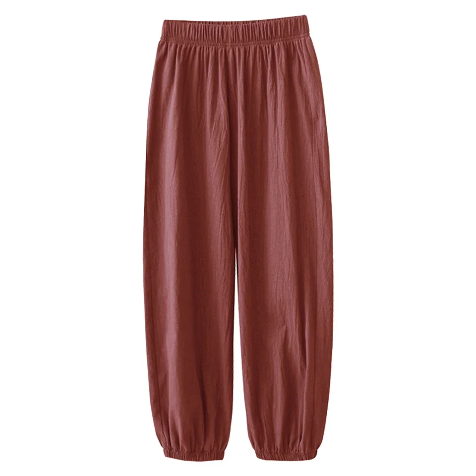 Athleisure Solid Color Women'S Autumn Pants Women Summer High Waisted Cotton Pants Wide Leg Long Pant Trousers With SuéTer Mujer