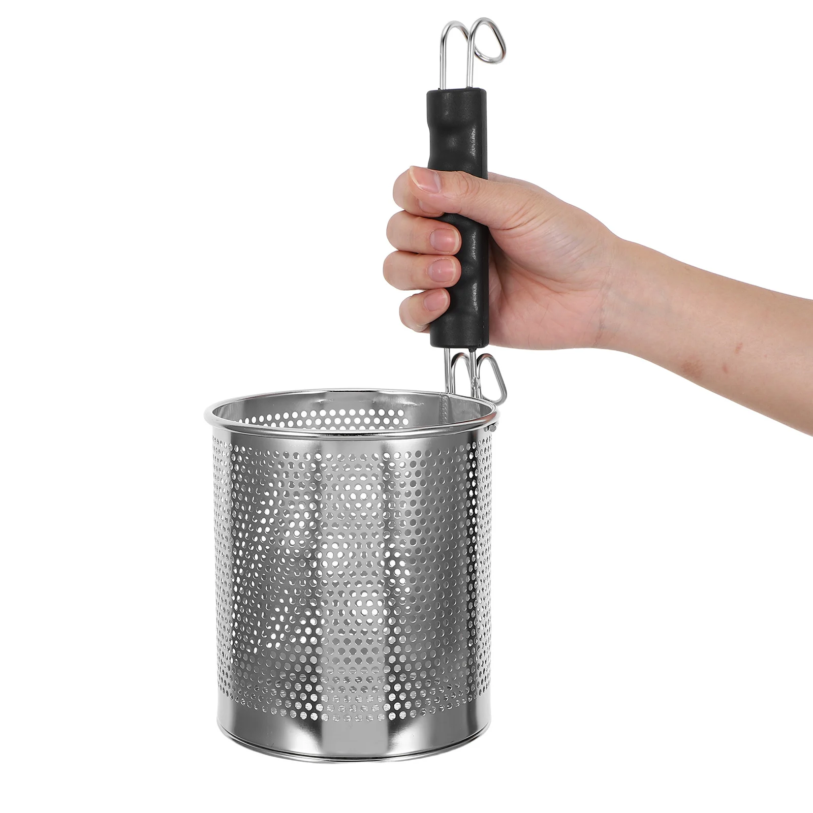 

Multipurpose Metal Strainer with Handle - Stainless Steel Noodle Cooking Basket for Hotpot Pasta Soup - Fine Mesh Drainage