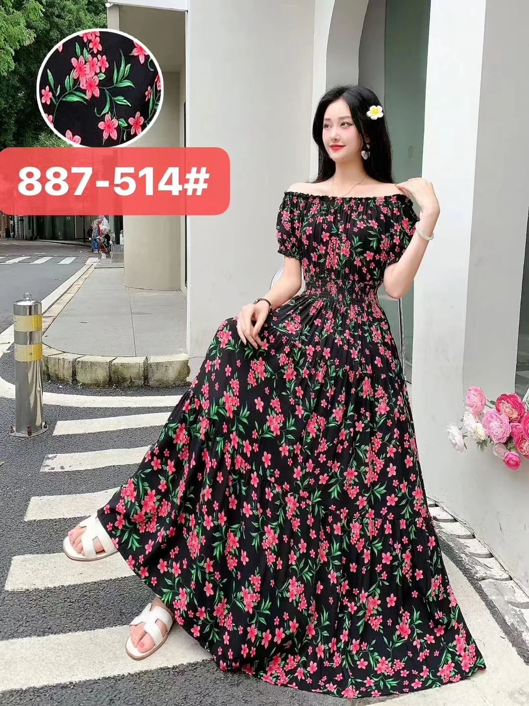 Robe Vestidos Para Mujer Holiday Dress Women 2024 Maxi Long Vintage Casual Floral Korean Style Boho Short Sleeve Elegant Dresses